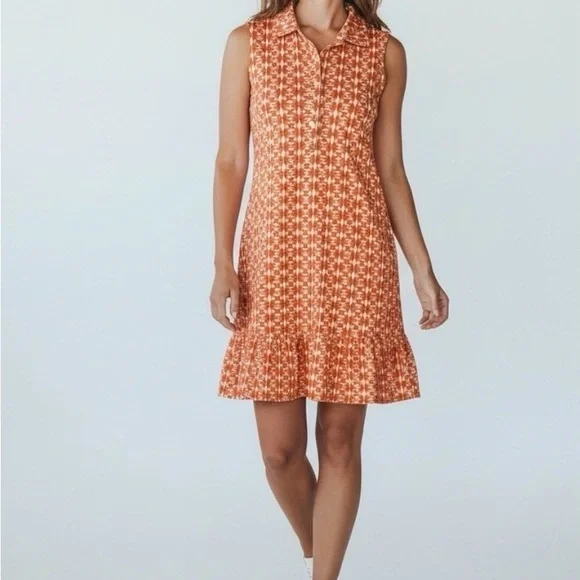 Spartina 449 Orange and Pink Joelle Sleeveless Dress - Picture 2 of 5